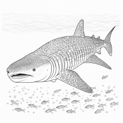 a whale shark with intricate pattern inside of it no color no shading medium line coloring book
