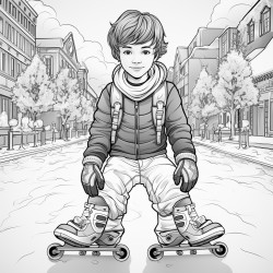 front of skating rink boy with inline skates
