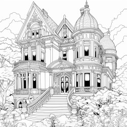 intricate house colouring pages