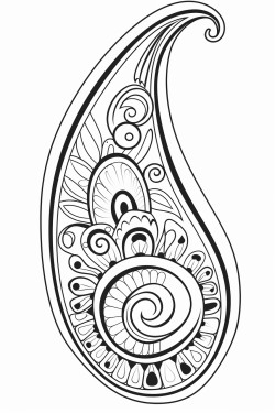 a cute peaceful paisleys  coloring bookvector white background black and white black drawing