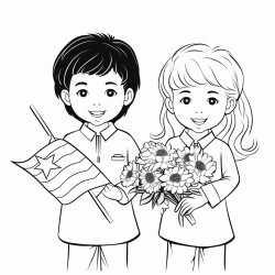 people held vietnamese flags and threw flowers everywhere
