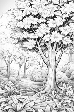the design should focus on a variety of fall tree leaves like maple oak and birch with beautiful details that capture the seasons cozy vibe