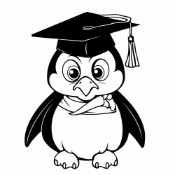 a penguin with a graduation cap