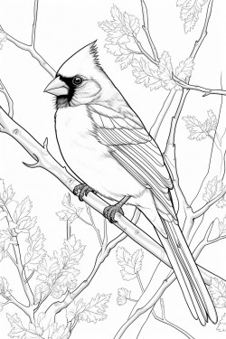 red cardinal in a tree in winter