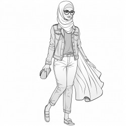 beautiful hijabi in jeans shades heel jacket