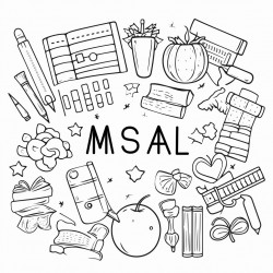 the word msla in the middle with school supplies all around