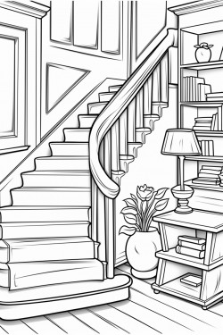 basement office stairs