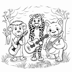 zoo animals playing musical instruments
