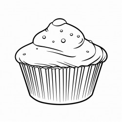 a muffin with clear spaces for coloring no background and minimal detail
