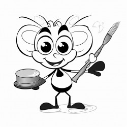 ant with an paint brush and paint palette