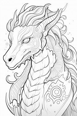 epic coloring book page depicting an adorable kawaii style dragon