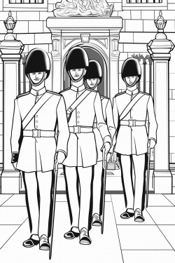 united kingdom kings guards in changing ceremony