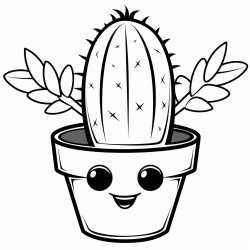 prickly cactus in a pot with a smirking funny face