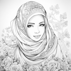 can you draw a beautiful muslimah who travels the world