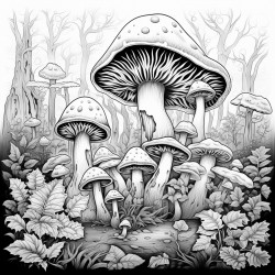 magic mushrooms in a trippy background