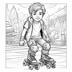 front of skating rink boy with inline skates