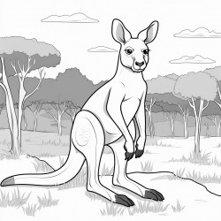 a kangaroo with a black belt in the forest