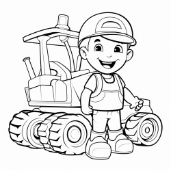 toddler in happy excavator