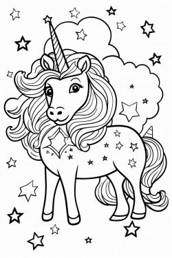 unicorn and lion with stars