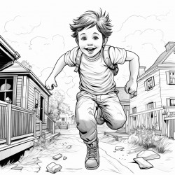 a little boy jumping around