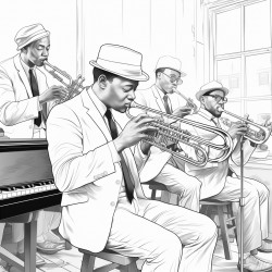 a jazz band performing on stage featuring a white male trumpeter