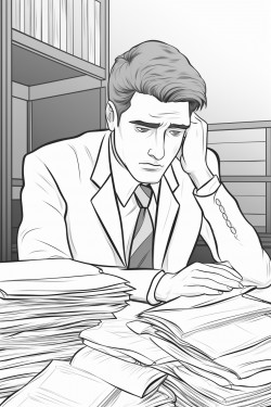 a man looking at a stack of bills looking slightly frustrated