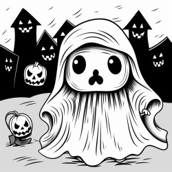 bonechilling specter a ghost bringing cold dreadcoloring page halloween themed