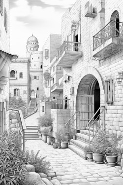 color book for adults jewish kids play on the streets of old jerusalem