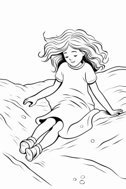 girl falling down sand dune