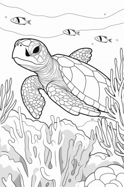 sea turtle swimming in a coral reef