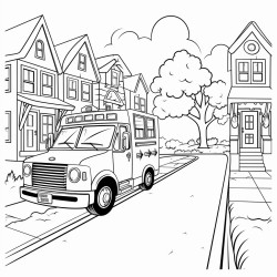 an ambulance driving down a spooky halloween street