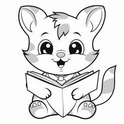 a cat reading a book