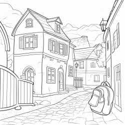 une limace avec un sac  dos qui se promne en ville