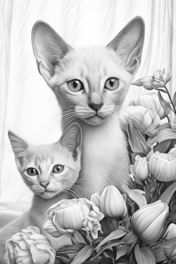 young siamese kitten playing on the couch with an sokoto kitten