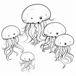 family cubs of jelly fish