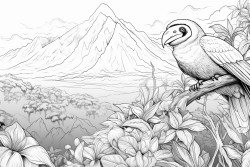 costa rica with a toucan a sloth and the arenal volcano