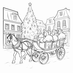 coloring pages christmas parade cartoonstyle thick lines no shadow