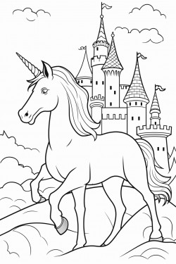 unicorn with castle
