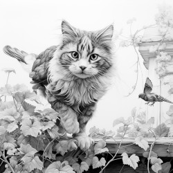 the cat chasing the bird