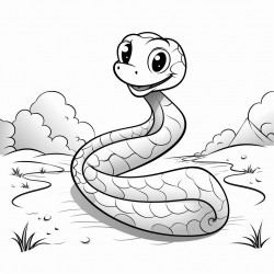 a snake walking in a pathway outline lineart coloring book 2d cartoon character