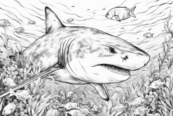 sur la meme page un requin un citron et un dinausaure