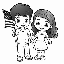 2 kids with brazil and usa holding a flag