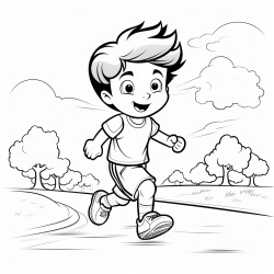 boy  runs onto the road