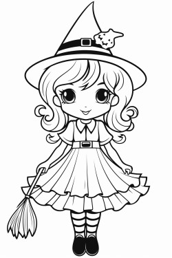 cute witch holding a broom