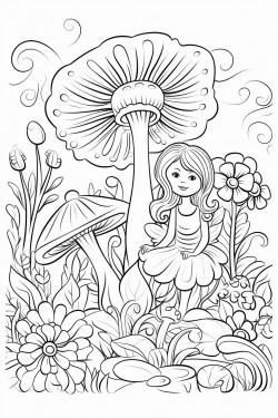fairy and alien in whimsical garden