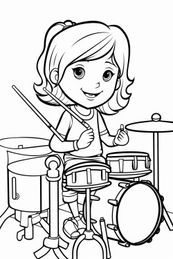 little girl playing the drum set