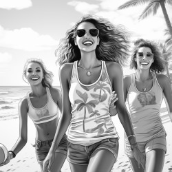 womens playing the volleyball on the sand