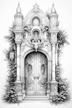 filligree art neuveau door