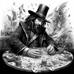 magician at picknic with cards