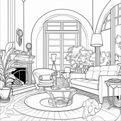 art neuveau style living room interrior